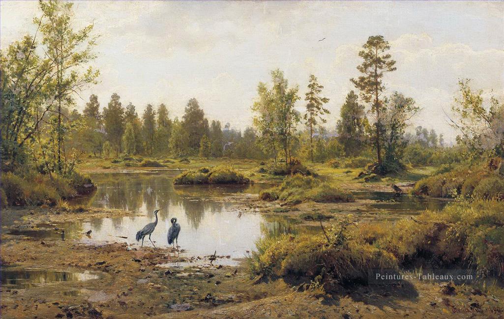 marais polissia oiseaux paysage classique Ivan Ivanovitch Peintures à l'huile